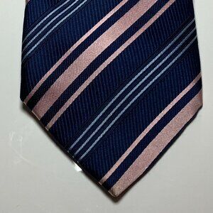 Andrews Ties Blue Pink Striped Silk Necktie Made in Italy